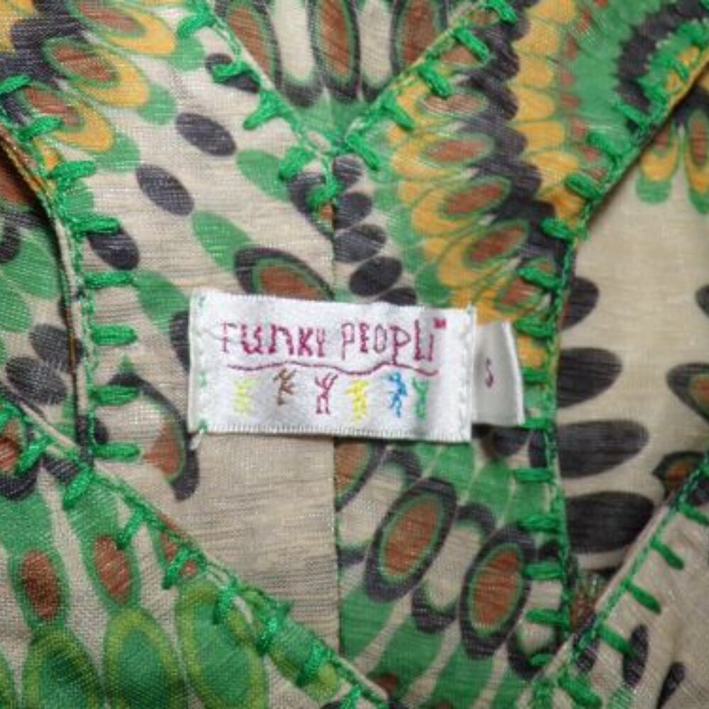 Funky People Lined Dress Size S Small Racer Back Bohemian Hippie Geo Pattern - Picture 5 of 5